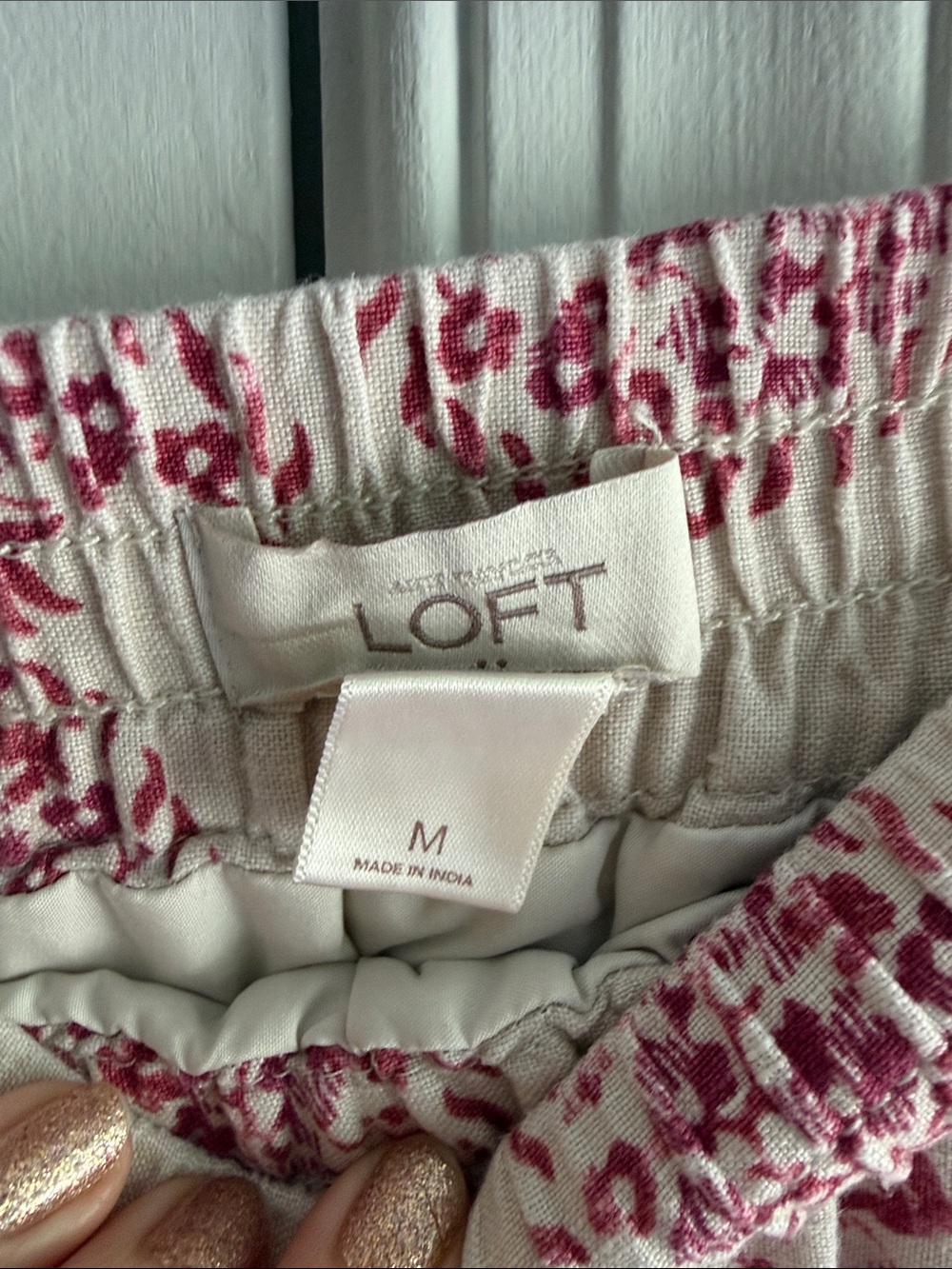 Women's Cream Skirt with Pink Paisley Print - Picture 2 of 3